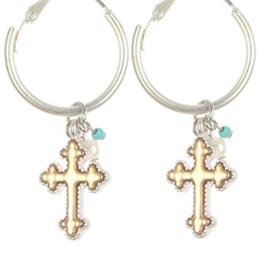 Cross charm earrings
